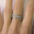 Luxury Geometric Line Cross Ring, Niche Personality Sparkling Zircon Women's Finger Jewelry view 3