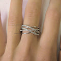 Luxury Geometric Line Cross Ring, Niche Personality Sparkling Zircon Women's Finger Jewelry view 4
