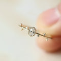 Japanese Style Minimalist Oval Egg Thin Branch Ring With Tiny Zircon Accents For Women view 1