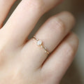 Japanese Style Minimalist Oval Egg Thin Branch Ring With Tiny Zircon Accents For Women view 2