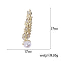 Gold Alloy Wheat Brooch With Crystal Pearl For Shawl Closure view 5