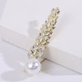 Gold Alloy Wheat Brooch With Crystal Pearl For Shawl Closure view 3