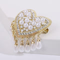 Alloy Pearl Rhinestone Heart Brooch Pin For Womens Clothing Decoration view 4