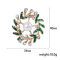 Alloy Enamel Floral Wreath Brooch With Rhinestone Pearl Accent view 5