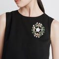 Alloy Enamel Floral Wreath Brooch With Rhinestone Pearl Accent view 2