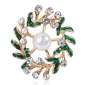 Alloy Enamel Floral Wreath Brooch With Rhinestone Pearl Accent view 1