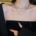 Minimalist Metal Multi Chain Sweater Necklace For Women, Line Design Style Clavicle Jewelry view 1