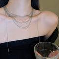 Minimalist Metal Multi Chain Sweater Necklace For Women, Line Design Style Clavicle Jewelry view 3