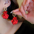 Vintage Acrylic Floral Petal Drop Earrings With Steel Pins For Women Statement Jewelry view 2