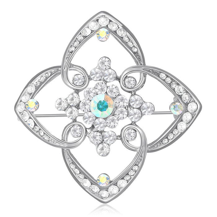 Alloy Rhinestone Flower Brooch Pin For Versatile Apparel Decoration