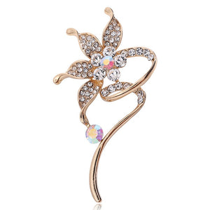Alloy Rhinestone Flower Brooch Pin For Fashion Clothing Accessories