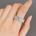 Full Rhinestone Marquise Zircon Ring For Women, Light Luxury Square Zircon Finger Jewelry view 4