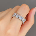 Full Rhinestone Marquise Zircon Ring For Women, Light Luxury Square Zircon Finger Jewelry view 3