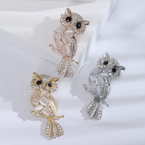 Alloy Opal Owl Brooch Pin For Unisex Animal Apparel Accessories