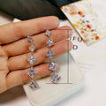 Simple European Square Tassel Long Drop Earrings For Women, Slim Face Fashion Jewelry view 5