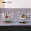 Copper Wheat Ear Zircon Stud Earrings For Women, Trendy Style Temperament Ear Jewelry view 5