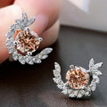 Copper Wheat Ear Zircon Stud Earrings For Women, Trendy Style Temperament Ear Jewelry view 3