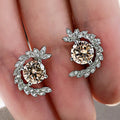 Copper Wheat Ear Zircon Stud Earrings For Women, Trendy Style Temperament Ear Jewelry view 1
