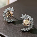 Copper Wheat Ear Zircon Stud Earrings For Women, Trendy Style Temperament Ear Jewelry view 4