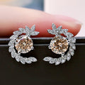 Copper Wheat Ear Zircon Stud Earrings For Women, Trendy Style Temperament Ear Jewelry view 2