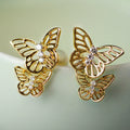 Youthful Hollow Butterfly Earrings, Electroplated Copper Zircon Student Ear Jewelry For Women view 1