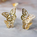 Youthful Hollow Butterfly Earrings, Electroplated Copper Zircon Student Ear Jewelry For Women view 2