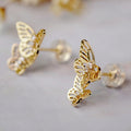 Youthful Hollow Butterfly Earrings, Electroplated Copper Zircon Student Ear Jewelry For Women view 4