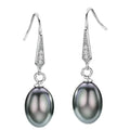 Elegant Baroque Imitation Pearl Drop Earrings, Luxury Black Pearl Hook Earrings For Women view 1