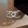 Fashion OL Handmade Rhinestone Geometric Ring, Elegant Versatile Women's Accessory Jewelry view 1