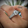 Classic Four Prong Round Zircon Geometric Ring, Fashion Party Matching Finger Jewelry For Women view 5