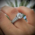 Classic Four Prong Round Zircon Geometric Ring, Fashion Party Matching Finger Jewelry For Women view 6