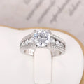 Classic Four Prong Round Zircon Geometric Ring, Fashion Party Matching Finger Jewelry For Women view 2