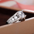 Classic Four Prong Round Zircon Geometric Ring, Fashion Party Matching Finger Jewelry For Women view 4