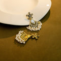 Luxury Vintage Flower Rhinestone Red Crystal Alloy Gold Beaded Chandelier Drop Stud Earrings view 4