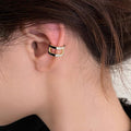 Vintage Metal Zircon Letter Double Layer Ear Cuff Clip-on Earrings for Women view 4