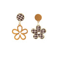 Vintage Houndstooth Fabric Heart Butterfly Pearl Rhinestone Asymmetric Alloy Drop Earrings view 5