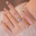 Korean Rotating Zircon Rabbit Open Ring For Women view 3