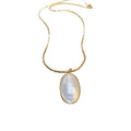 Real Gold Plated Oval Pearl Necklace French Light Luxury Geometric Collarbone Chain view 5