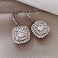 Korean Full Zircon Micro Pave Stud Earrings For Women, Delicate Light Luxury Minimalist Jewelry view 2