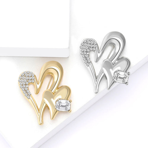 Alloy Rhinestone Heart Brooch Pin For Women's Blazer And Coat