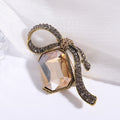 Alloy Glass Ribbon Brooch Pin For Elegant Coat Clothing Decoration view 4