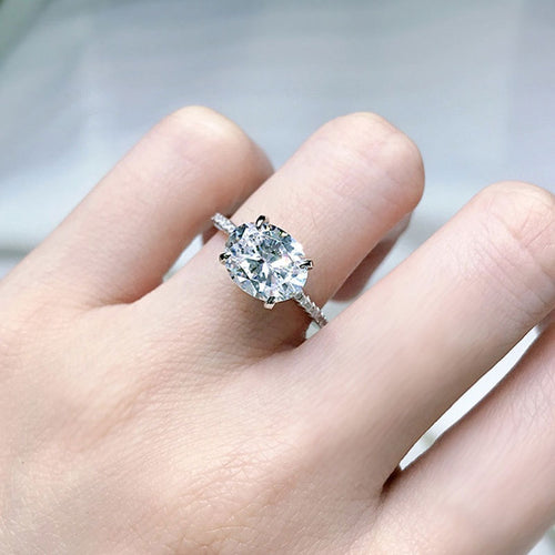 Simple Artistic Oval Sparkling Zircon Ring For Women, Engagement Wedding Finger Jewelry