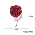 Fabric Pearl Rhinestone Rose Brooch Pin For Wedding Dress Decoration view 5