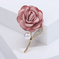 Fabric Pearl Rhinestone Rose Brooch Pin For Wedding Dress Decoration view 6