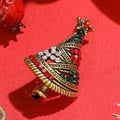 Alloy Rhinestone Christmas Tree Lapel Pin For Holiday Gifts Brooch view 2