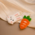 Cute Cartoon Rabbit And Carrot Fuzzy Plush Drop Hook Alloy Sweet Fashion Women Girls Earrings view 4
