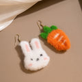 Cute Cartoon Rabbit And Carrot Fuzzy Plush Drop Hook Alloy Sweet Fashion Women Girls Earrings view 1