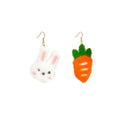 Cute Cartoon Rabbit And Carrot Fuzzy Plush Drop Hook Alloy Sweet Fashion Women Girls Earrings view 5