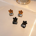 Light Luxury Korean Zircon Flower Studs With Square Crystal Rhinestone Drop For Women Fashion Earrings view 1