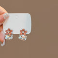 Light Luxury Korean Zircon Flower Studs With Square Crystal Rhinestone Drop For Women Fashion Earrings view 4